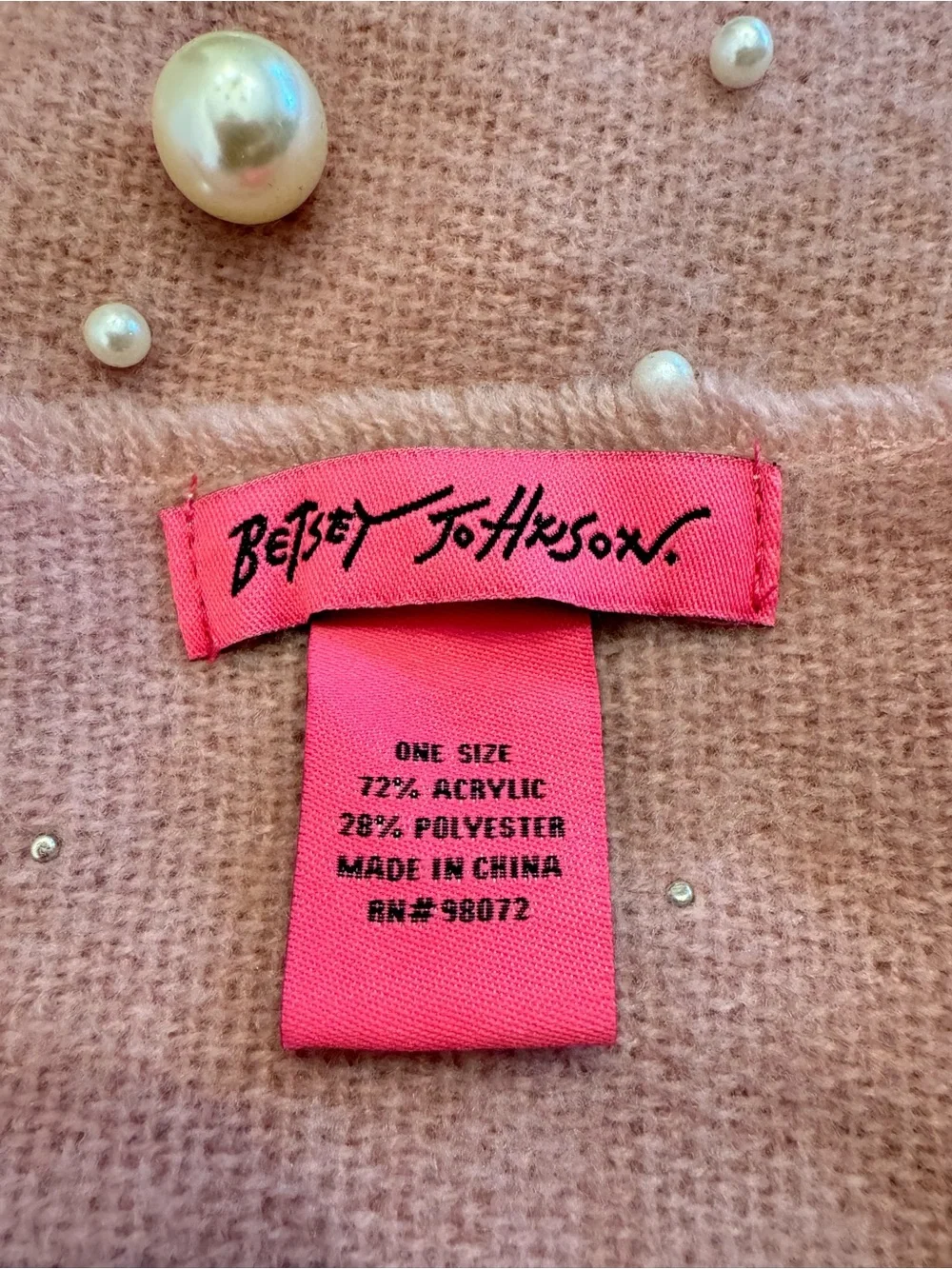 Betsey Johnson Faux Pearl Soft Plush Lap Decoration Blanket / Oversized Scarf